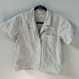Madewell Piedmont Eyelet Camp Short-Sleeve Button Front Shirt Size Small